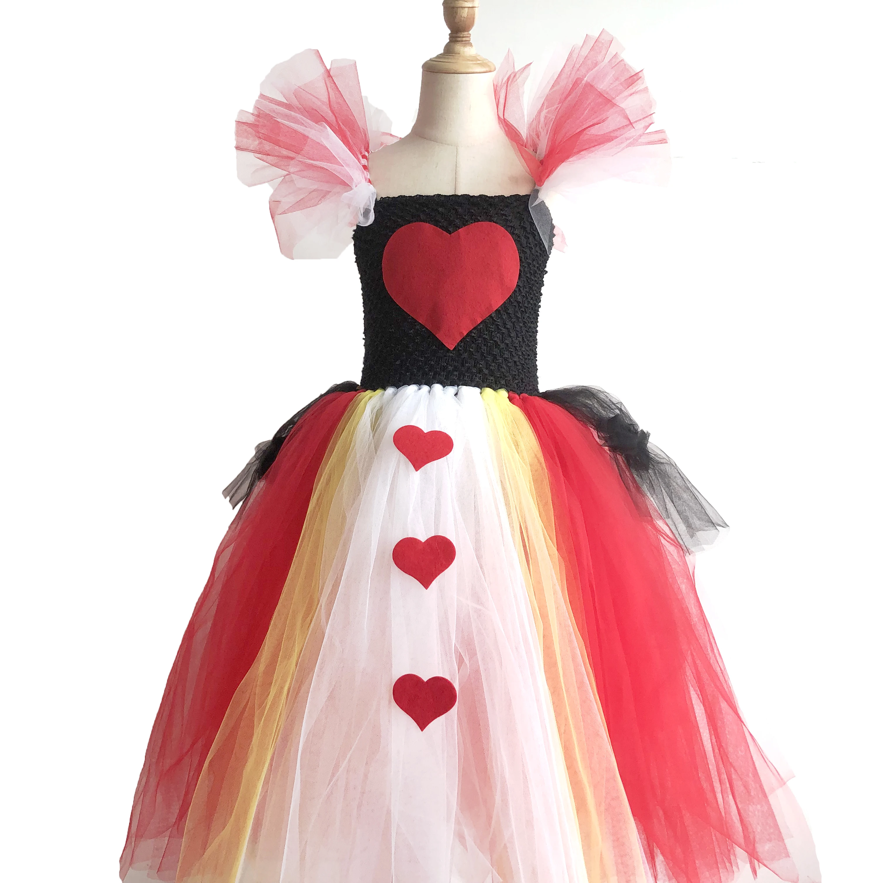 

Simple Cute Kids Costume Halloween Cosplay Red Heart Party Birthday Wear Tutu Girls Dress For 2-12 Years Girls