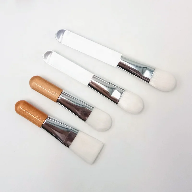 
Small Face Facial Mask Brush Clay Mask Applicator Makeup Clear Handle White Mini Foundation Brush 