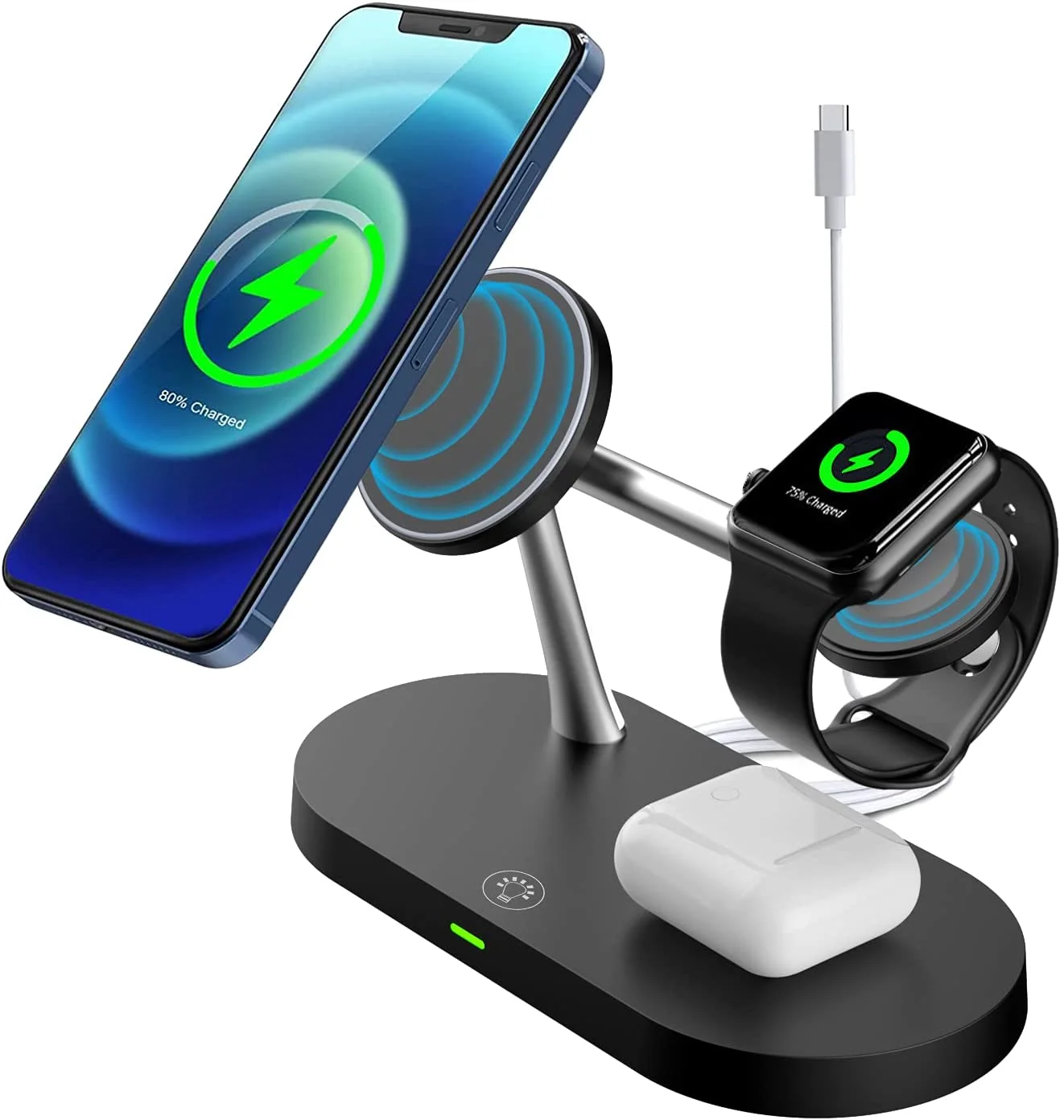 

unique gadgets electronic 2022 2021 5 in 1 Magnetic Wireless Charger,Mag-Safe Charger,15W for iPhone 12/13/Pro/Max, I-Watch 7, Black, white
