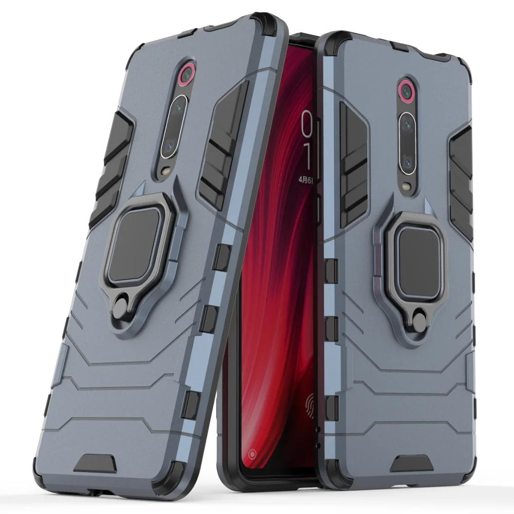 

Ring Holder Bracket Magnet Armor Case For Xiaomi Mi 9T /9T Pro, Black,blue, red