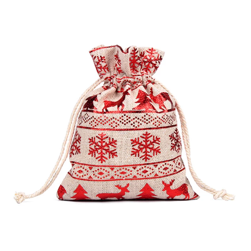 

Christmas Gift Bags Santa Claus Decoration Bags Manufacturers Spot Hot Stamping Cotton Linen Rope Handle Cartoon OEM Picture
