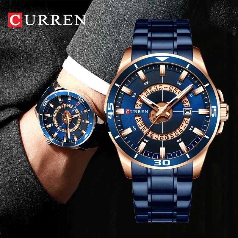 

CURREN 8359 Stainless steel men watch fashion design quartz wristwatch with date clock male reloj hombre watch men