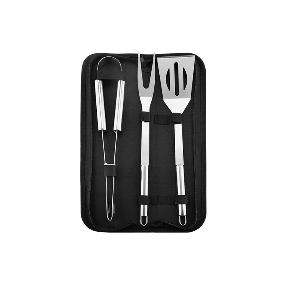 

Superior easily cleaned grilling accessory BBQ tool set with fabric bag, Black
