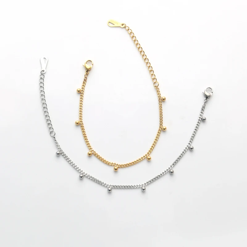 

Multi Small Gold Beads Bracelets for Women 18K Gold Plated Thin Chain Bracelets Korean Plain Minimalist Stainless Steel Jewelry, Gold/silver