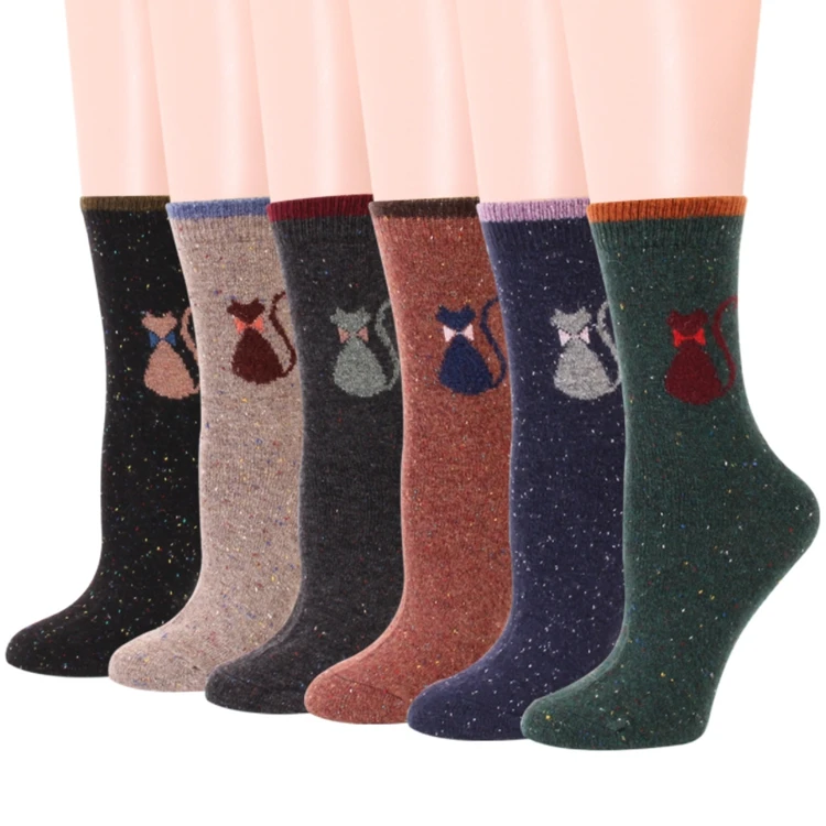 

Thickened soft wool socks women for winter warmth rabbit wool mixed cotton socks womens knit warm casual wool crew socks, As picture