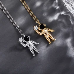 Ins 925 Sterling Silver Creativity Space Astronaut Robot Pendant Necklace Hip Hop Street Pop Personality Punk Jewelry hotselling