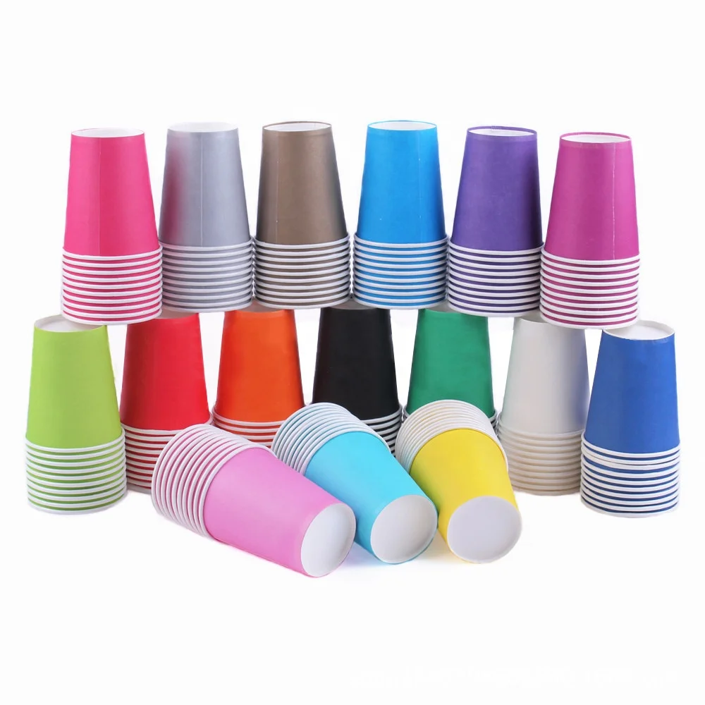 

Wholesale Eco Friendly Stock 9OZ 250ML Solid Colors Party Paper Cup Manufacturer