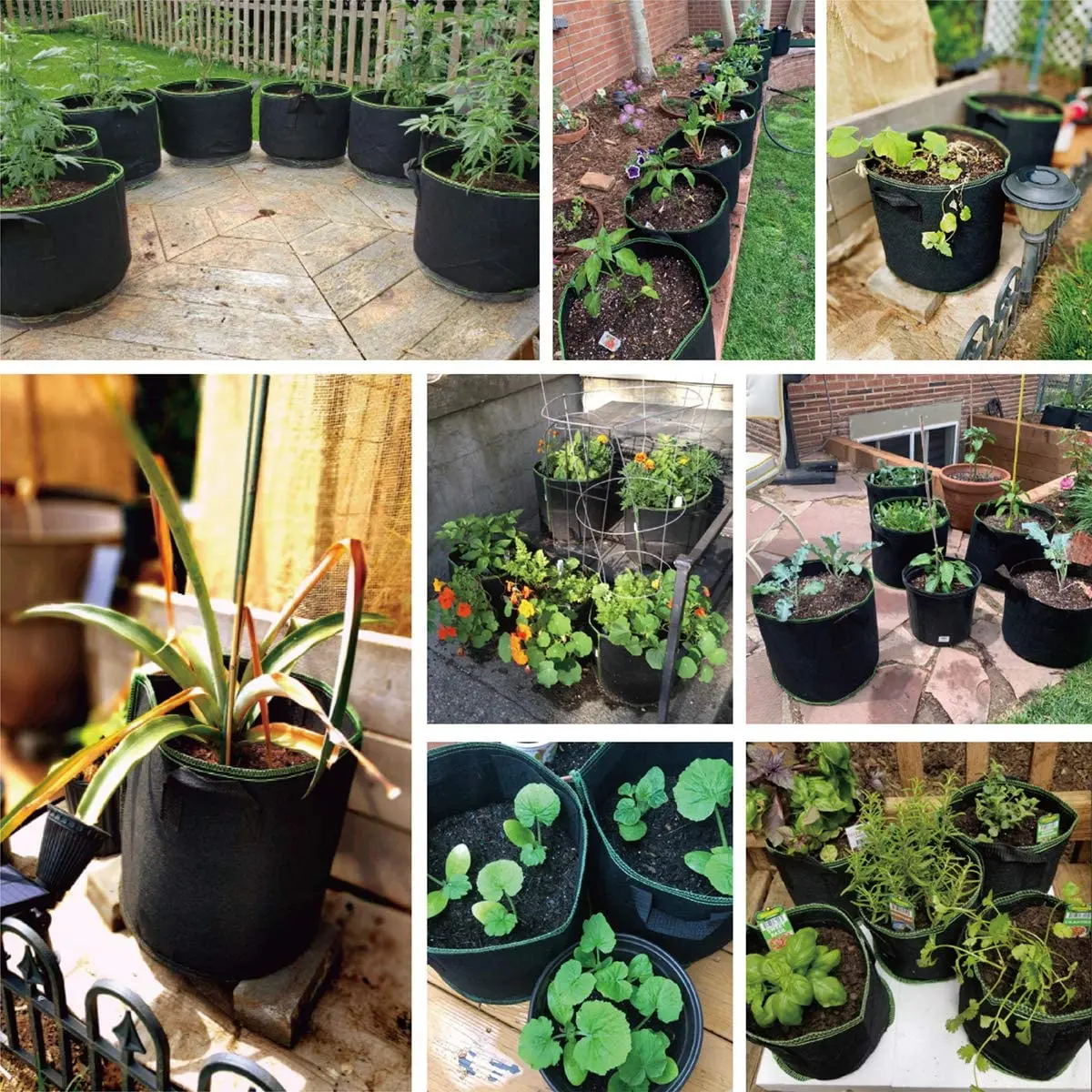 
3 Gallon 5 Gallon 7 Gallon 10 gallon 100 gallon 200 gallon Aeration Fabric Plant Grow Garden Potato felt planter grow bags 