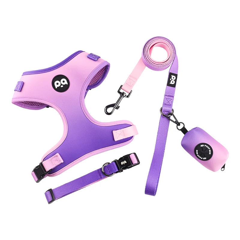 2024 Custom Designers Pet Dog Harness Leash and Collar Set No Pull Personalized Dogs Accessories Vest Pink Soft Dog Harness Set