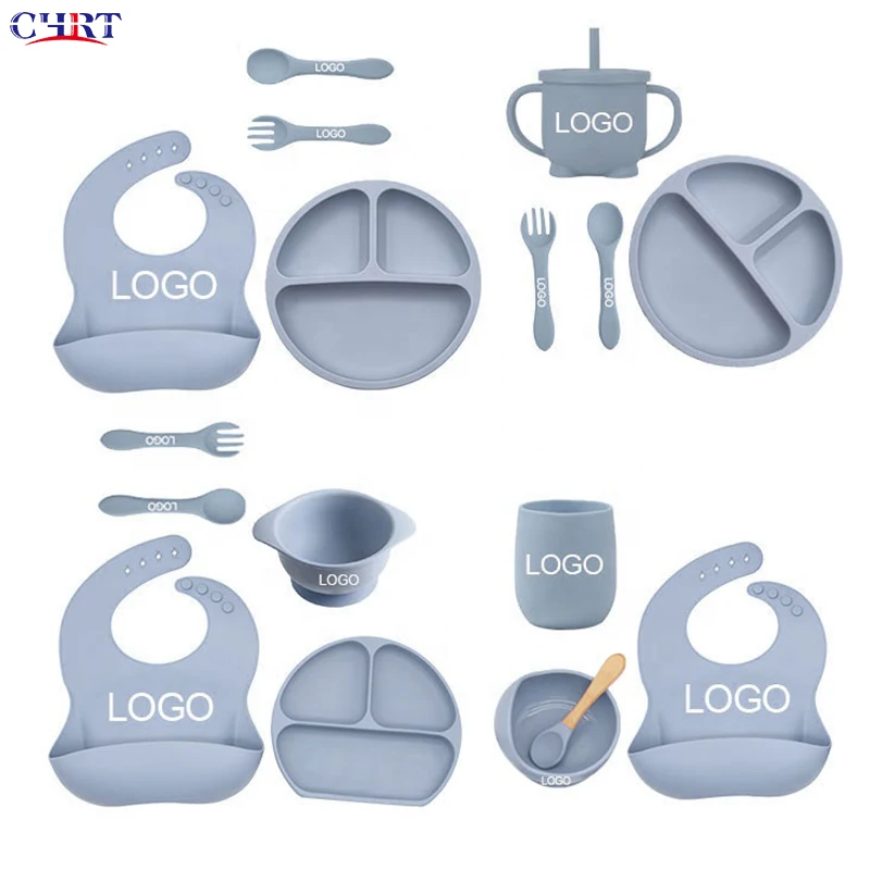 

CHRT Eco Friendly baby tableware silicone tableware for children feeding suction plate for baby and children