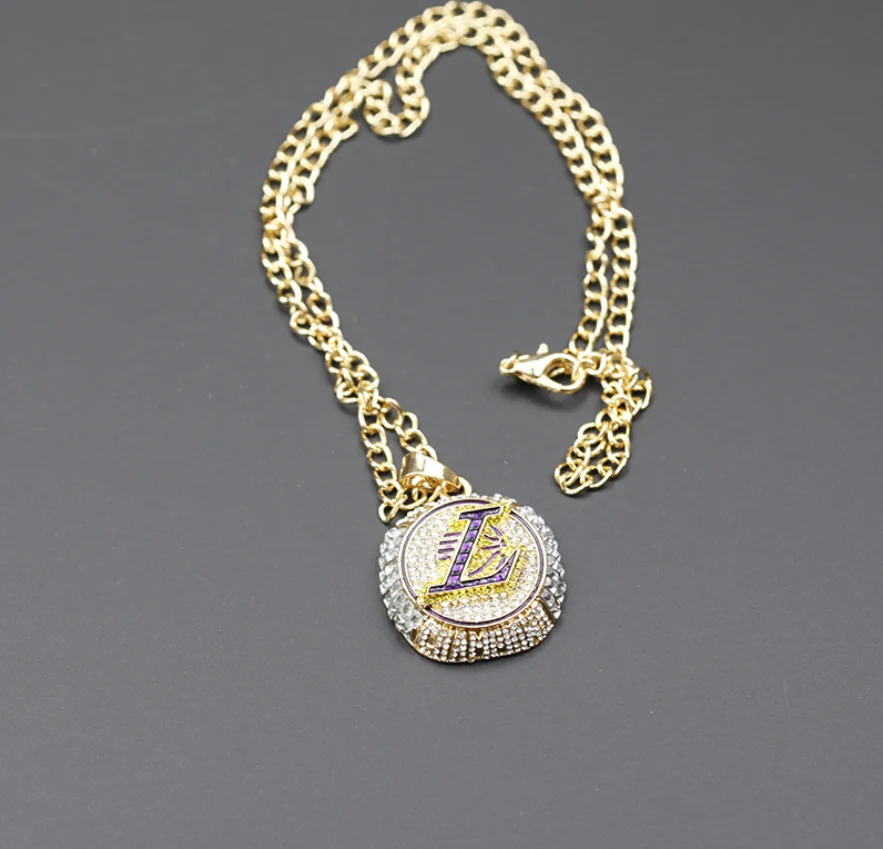 

LA HIphop 2020 Los Angeles Lakers L championship NBAring necklace, Gold