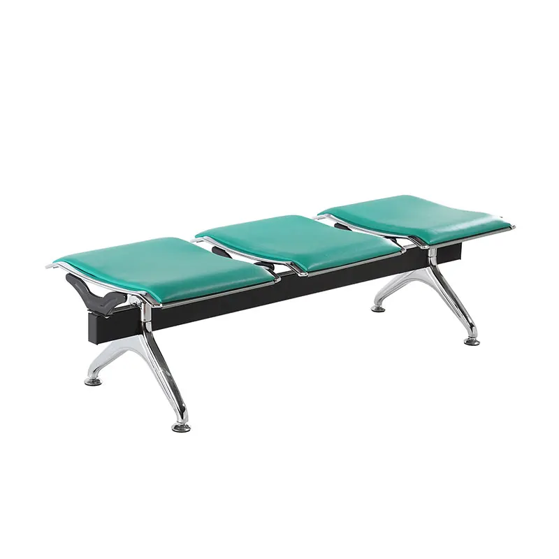 

Hot Sale Pu Leather Bench Waiting Medical Seats Waiting Chair for Public Places, Silver