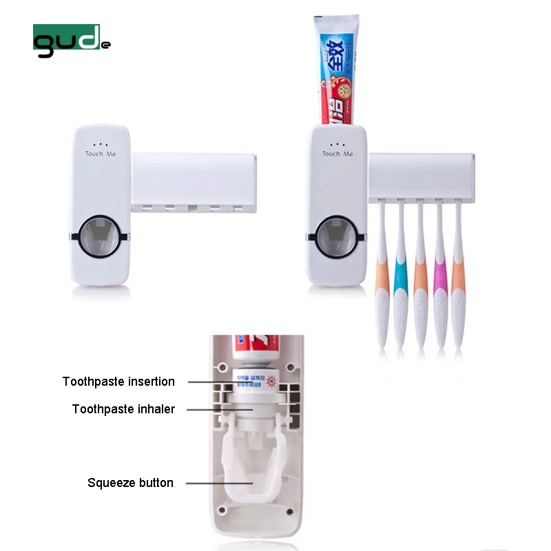 

Christmas Sale Bathroom Toothpaste Dispenser Toothbrush Holders Set With 4 Toothbrush Holders, As picture