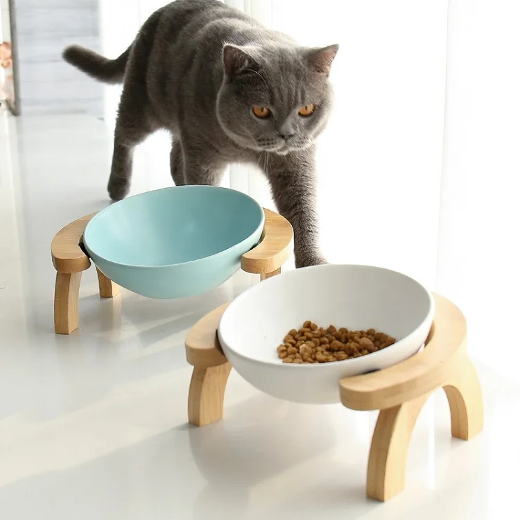 

Adjustable degree protecting cervical spine ceramic bowl cat and dog double bowl food and water