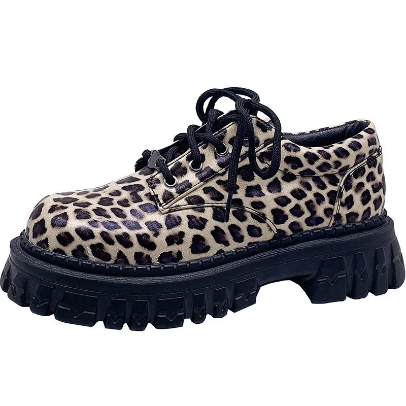 

Women Platform Oxford Shoes Chunky Lace Up Shoes, Black/brown