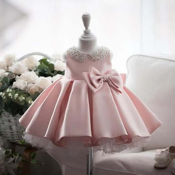 

YK0120A baby's first birthday dress flower girl satin dress girls' piano host performance pearl dress