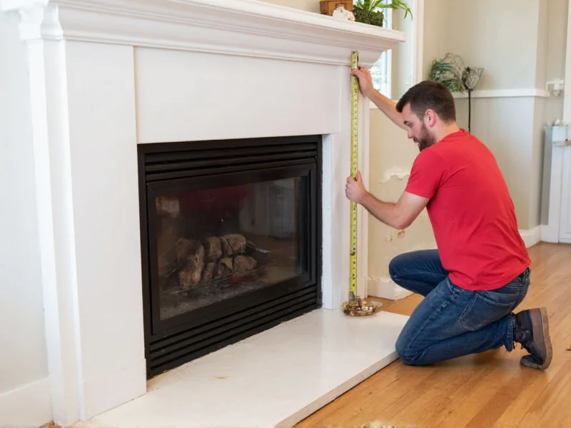 Measuring fireplace dimensions for DIY mantel installation