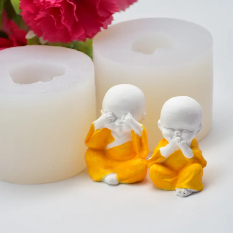 

DIY Baking Little Monk Modeling Cake Decorating Clay Aromatherapy Plaster Epoxy Chocolate Silicone Mold Baking Pastry Accessorie