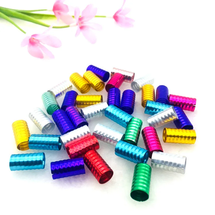 

100pcs Dreadlock Beads Metal aluminum Clips Component Colorful Adjustable Children's Hair Rings Modeling decoration accessories, As shown
