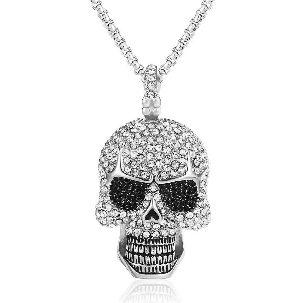 

Fashionable diamond inlaid stainless steel skeleton men's punk Pendant