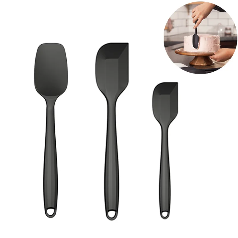 

Amazon Top Selling Espatulas Heat Resistant Non Stick Silicone Spatula Set for Scraping Cooking Baking Mixing Tools 3 Pack