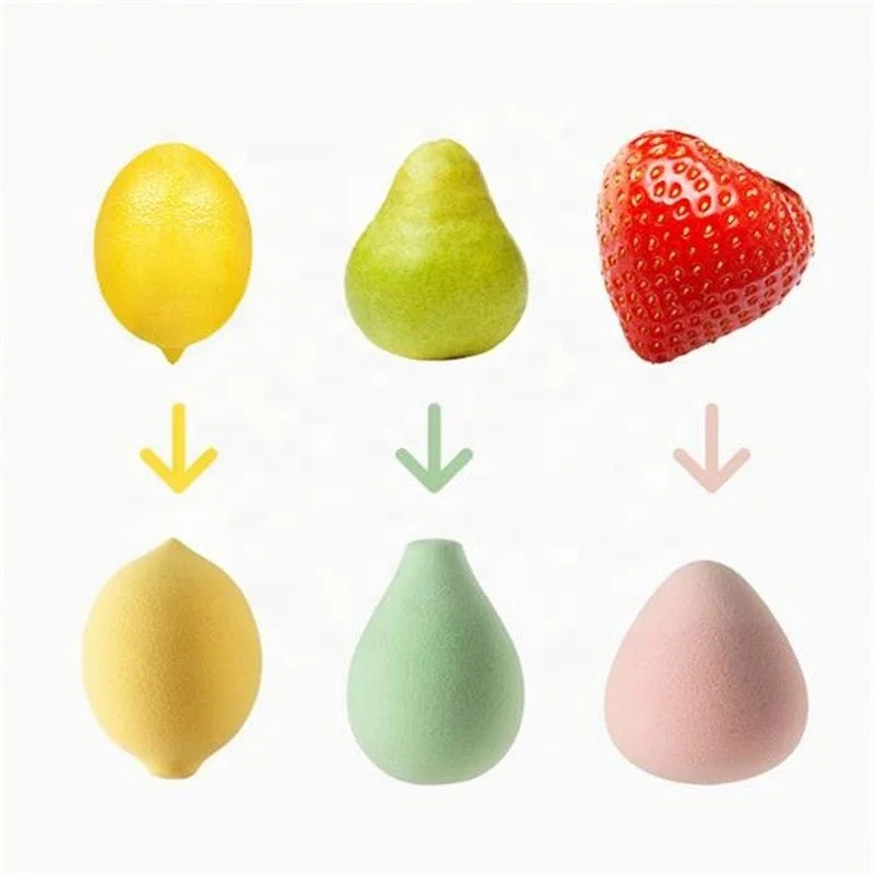 

Creative Fruit Non-Latex Cosmetic Puff Super Soft Wet Dry Dualuse Makeup Sponge, Dark purple/light purple/strawberry/pear/lemon/black/pink