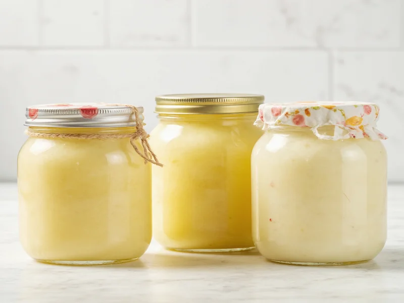 Three homemade mayonnaise variations in small glass jars