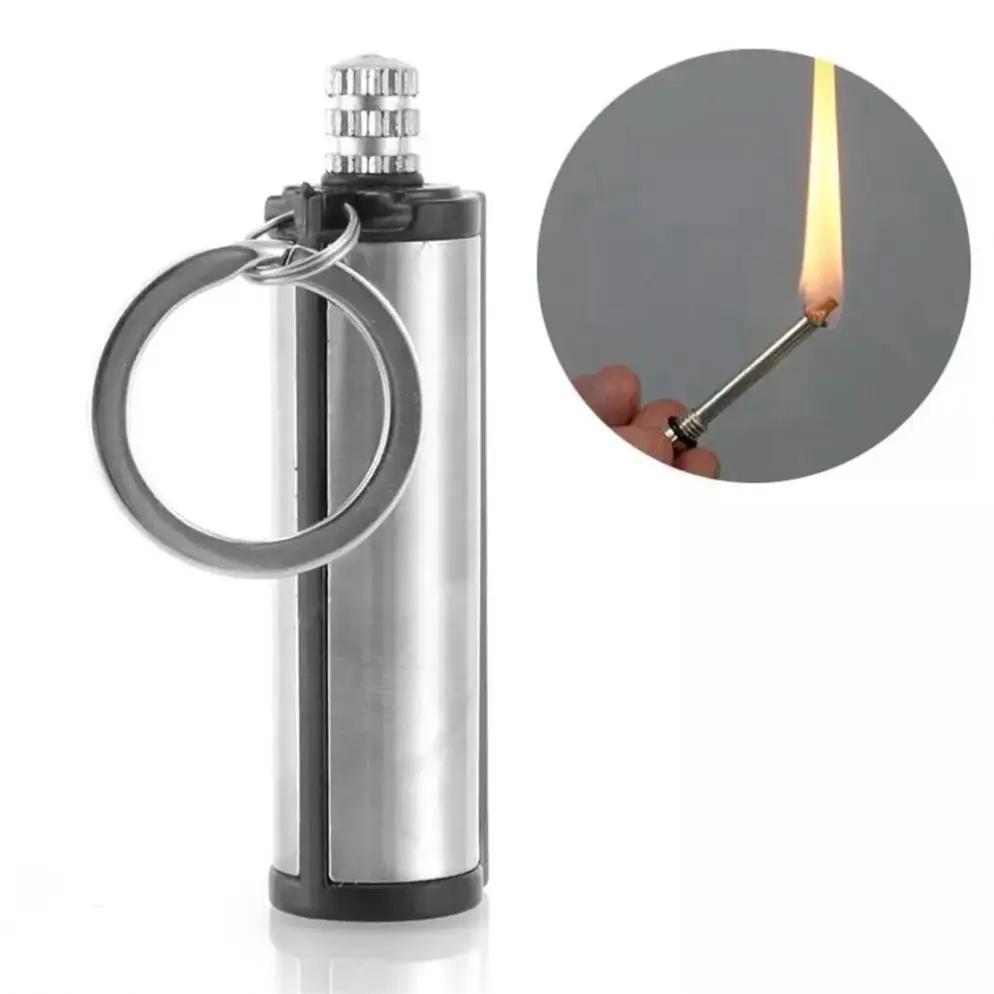 

Starter Gas Oil Flints Lighter With KeyChain Camping Metal Match Fire L0230/2/1, As pictures