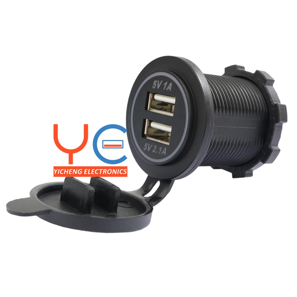 

A19 3.1A Panel Mount 2.1A 2 Port Charger 12V Dual USB Socket for Car Bus Boat RV