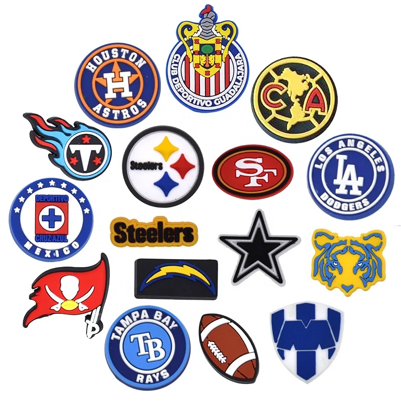 

nfl sports teams logos clogs sandals croc shoe charms fit for bracelets, As pics