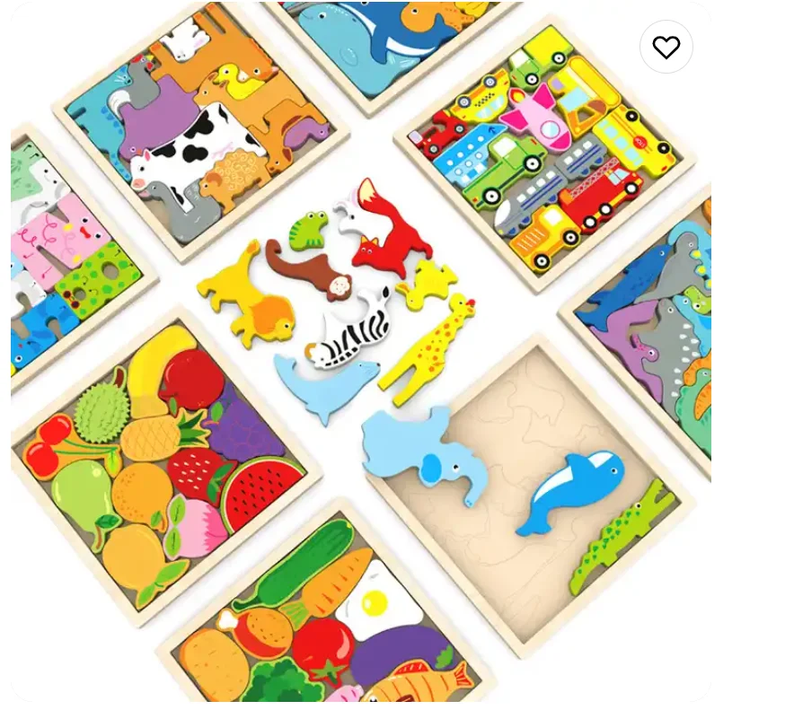 

montessori 2022 Animal Wooden Puzzles Kids Montessori Game Assembly Children Learning Educational Toys Wood 3D Jigsaw puzzle