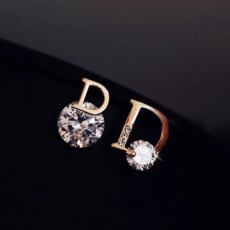 

fashion trendy crystal stud d earring letter