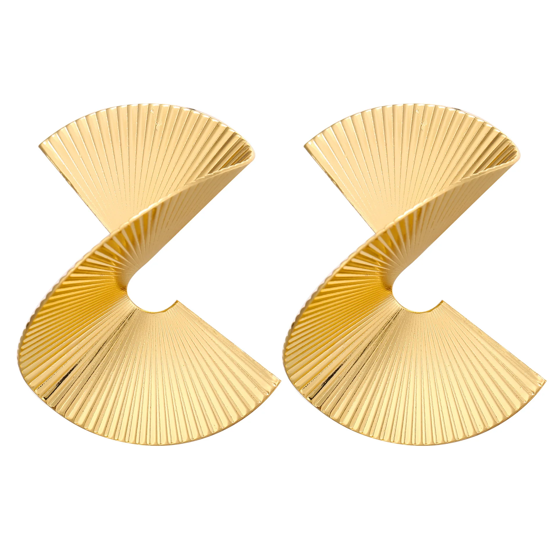 

European and American punk style irregular spiral fan leaf earrings