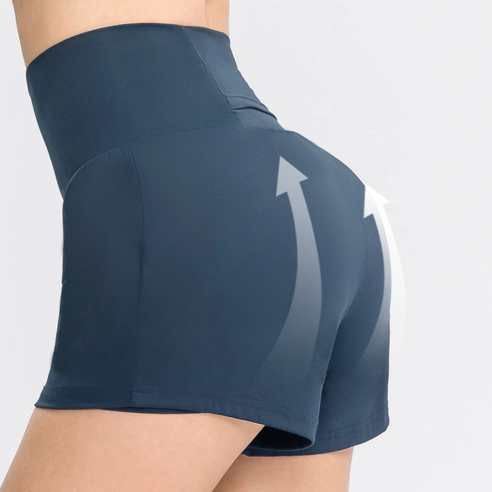 

Women's High Waist Stretch Athletic Workout Active Fitness Volleyball Shorts 2 in 1 Running Double Layer Sports Shorts