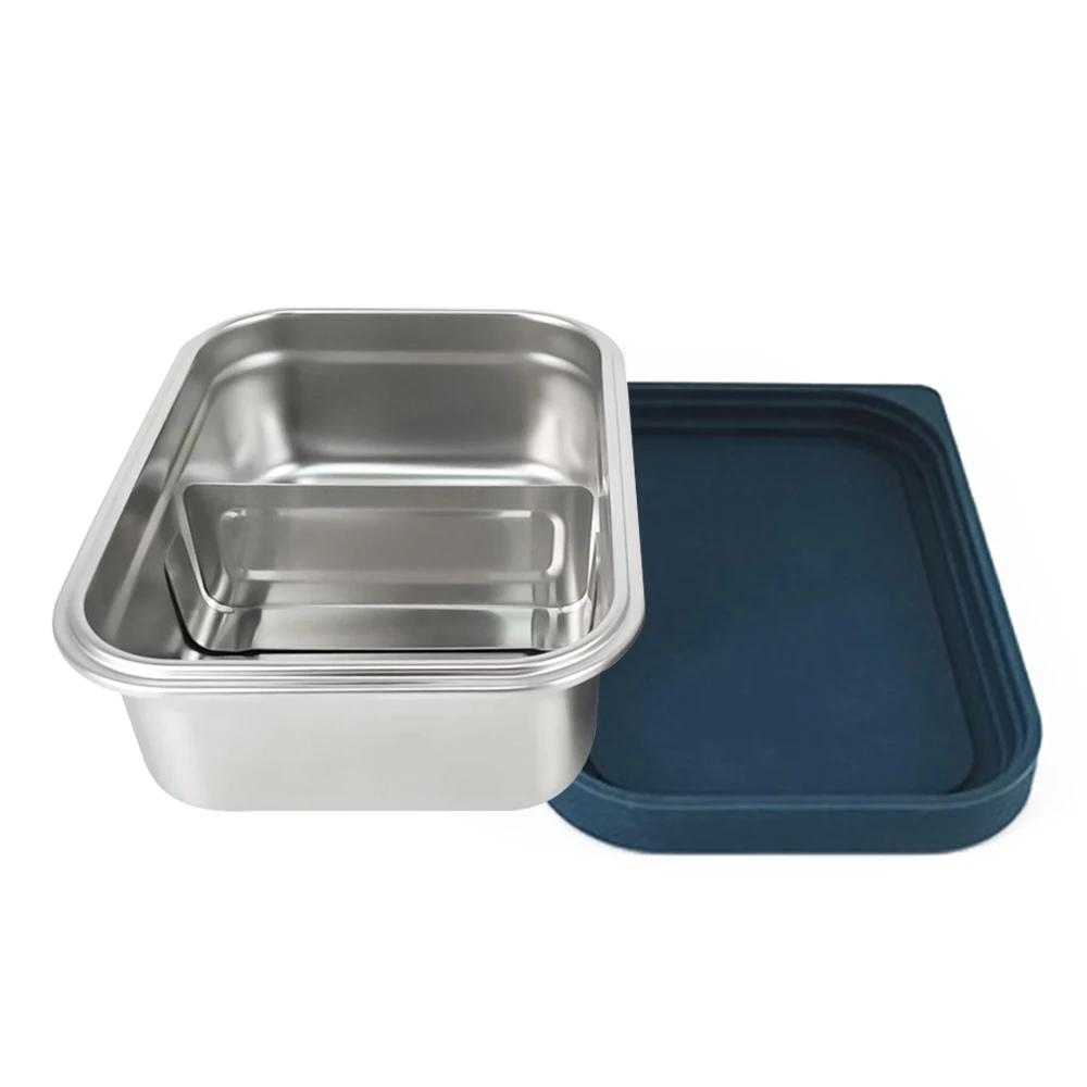 

LIHONG Custom logo 304 stainless steel lunch box kids bento box compartment snack metal food container