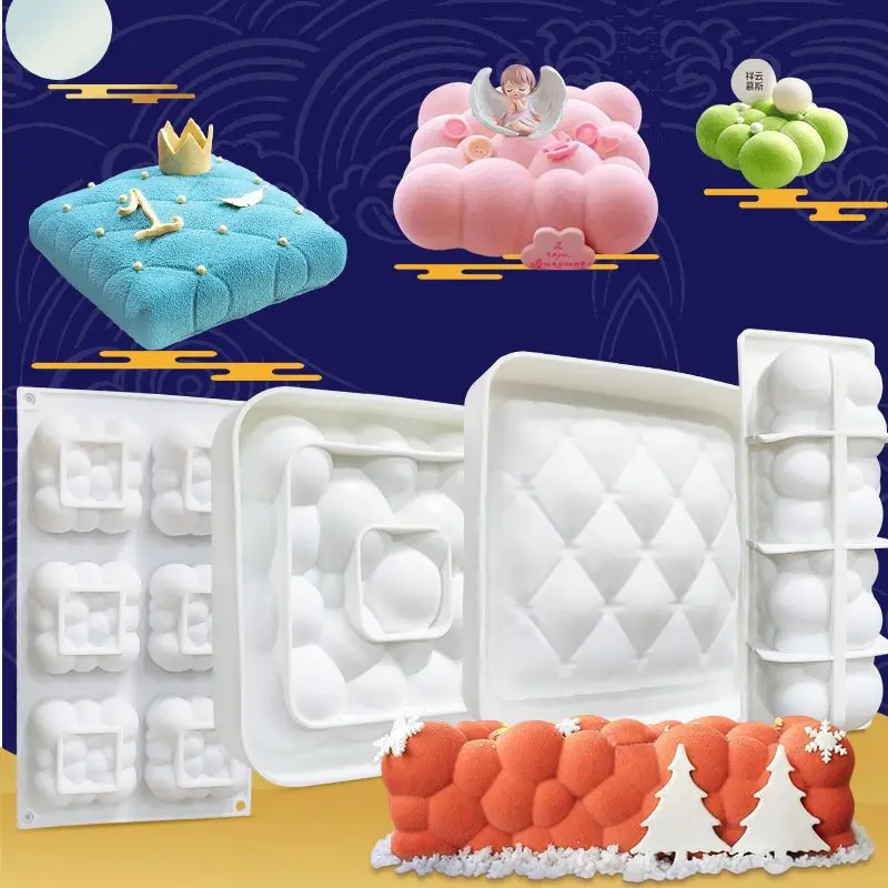 

LOVE'N LV006 Hot Sale Different Shape Big Cloud 6 Even Baking Mould Cloud Mousse Cake Molds 3D Bubble Silicone Cake Mold