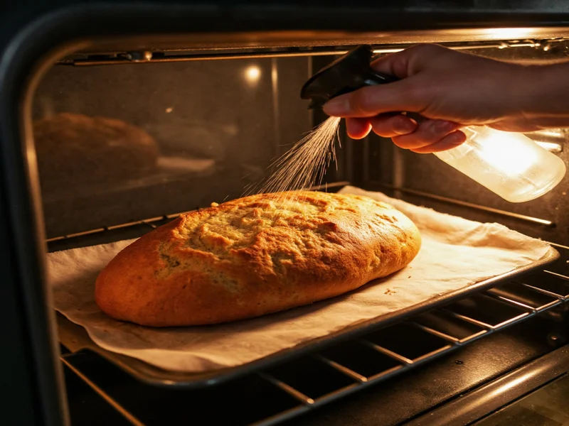 Reviving stale bread in oven with water spray bottle