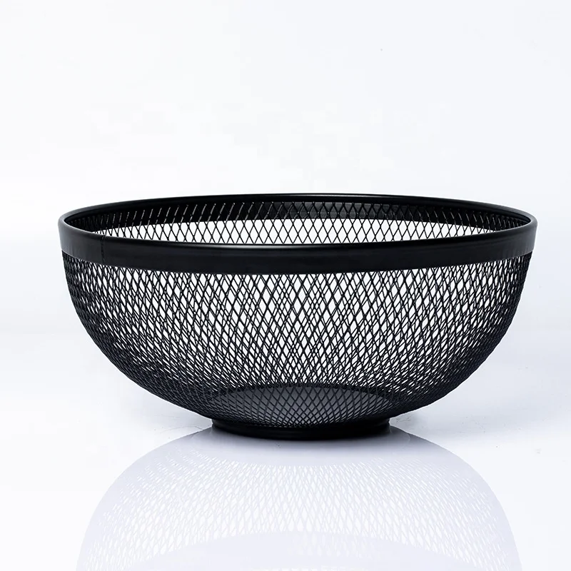 

ALL IN ONE Nordic iron fruit basket kitchen drain basket home living room coffee table fruit snack storage baskets chrome, Black/white/customized