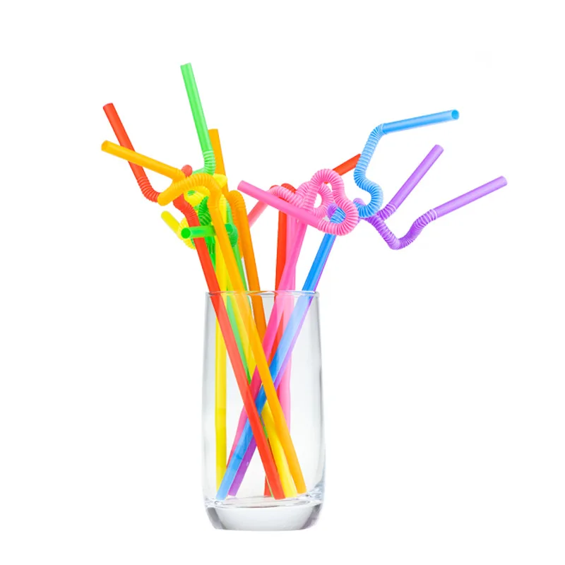 

Healthy Clear Extra Long Soft Plastic Eco Friendly Party Bar Drinking Supplies Foldable Straw