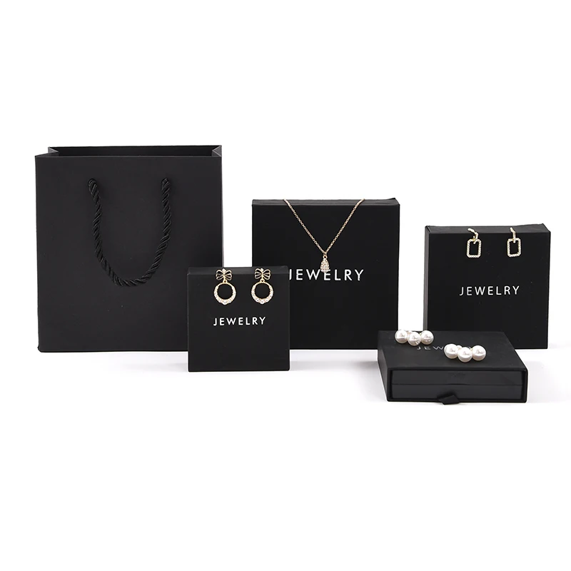 

2021 Luxury Black Custom logo paper gift jewellery sliding drawer jewelry boxes box, Navy blue