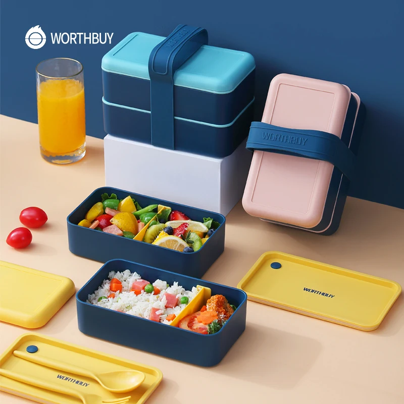 

Kids Lunch Box Microwave Plastic Bento Box Salad Fruit Food Container With Movable Compartments Portable Food Box