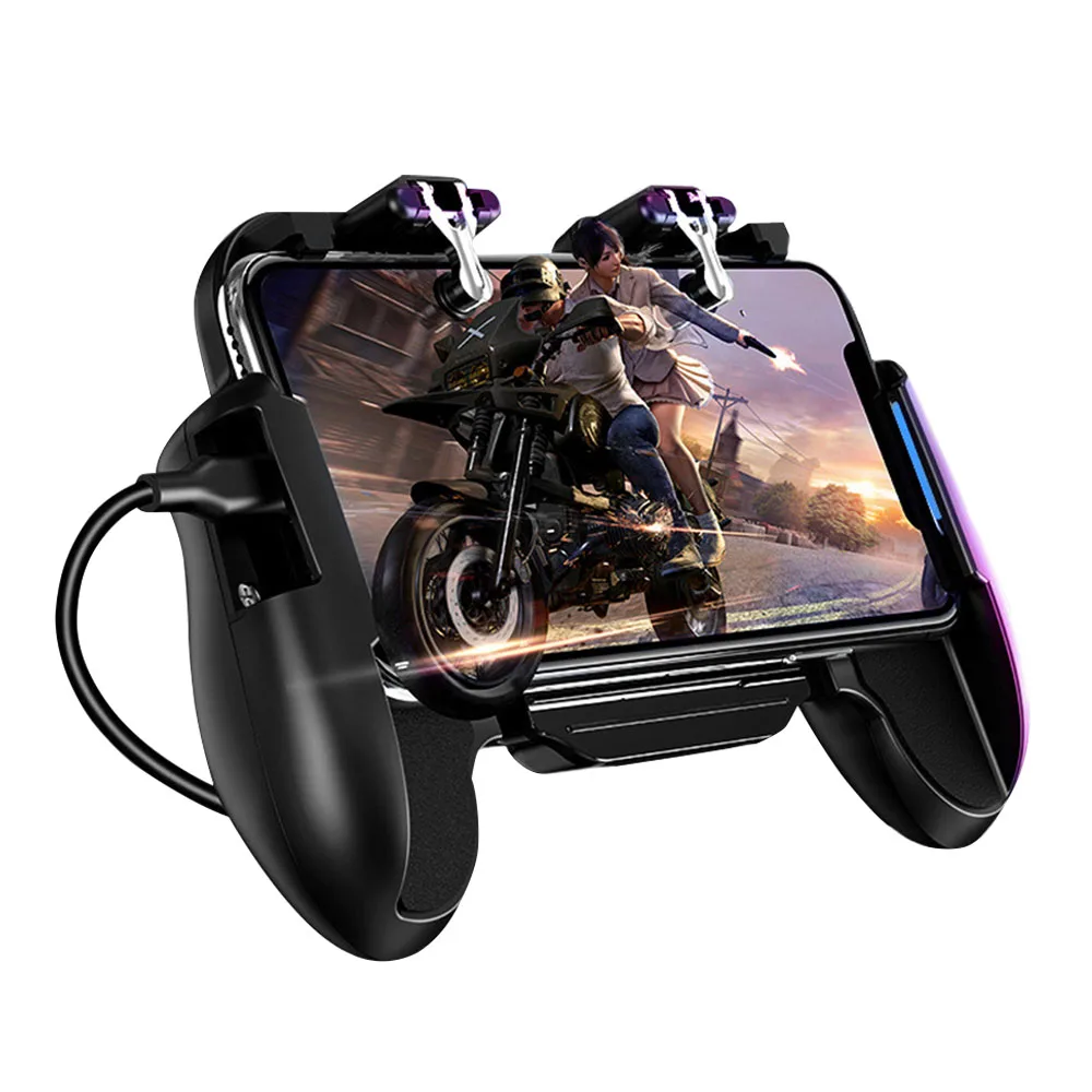 

GamePad Pubg Controller Trigger Cooler Cooling Fan Fire PUBG Mobile Game Controller Joystick Metal L1 R1 Trigger Game Accessory, Black