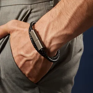 Magnetic Leather Bracelet Charging Cable iPhone & Android