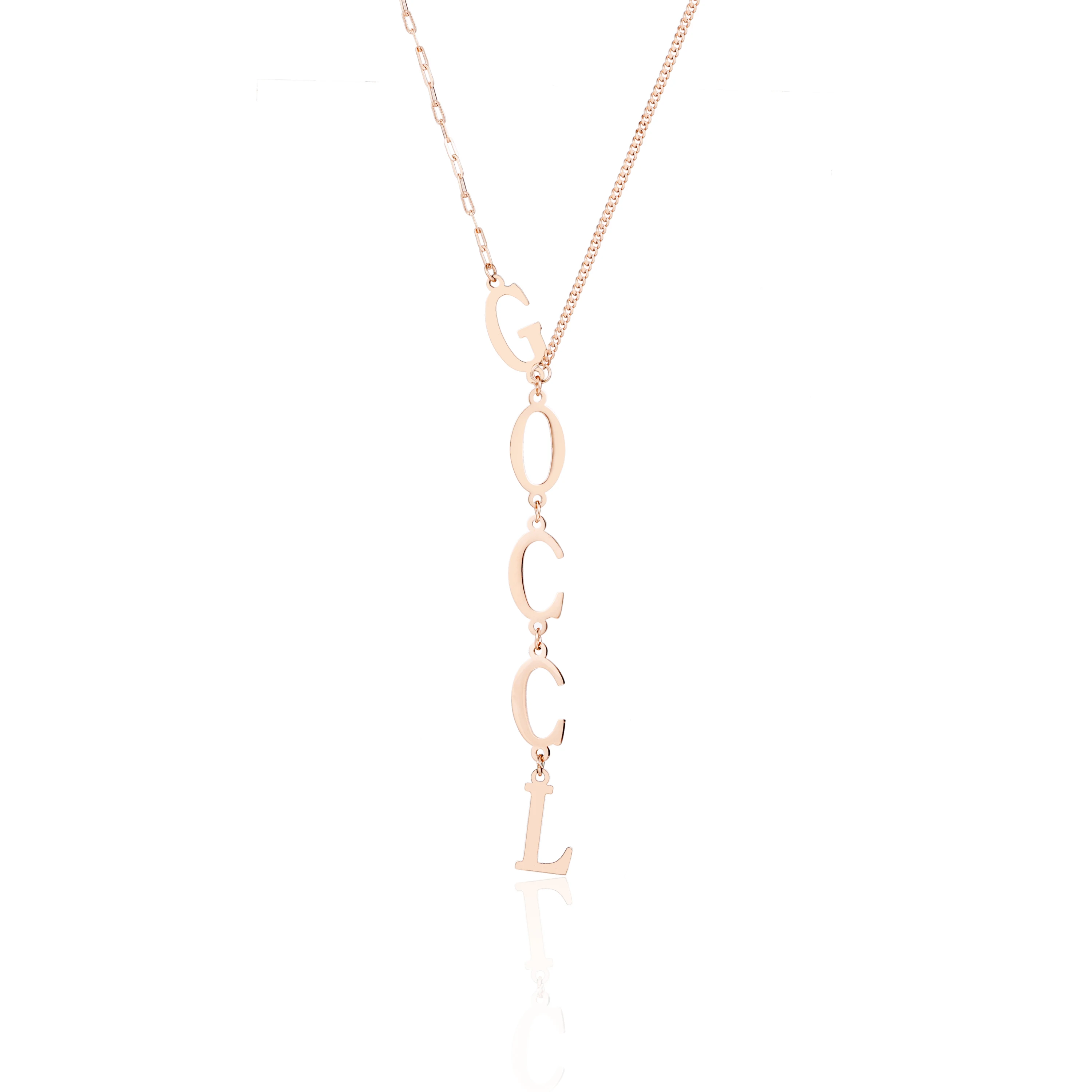

High quality custom design alphabet cute long fashion stainless steel necklace