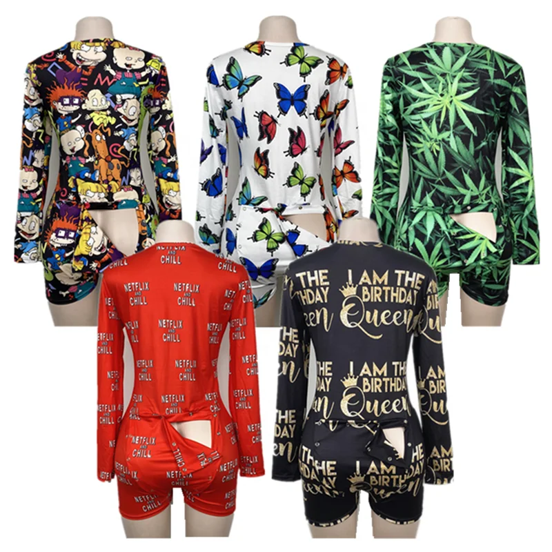 

2022 Wholesale Custom Long Sleeve Jumpsuit Pajama Butt Flap Valentines Onsies With Butt Flap For Women