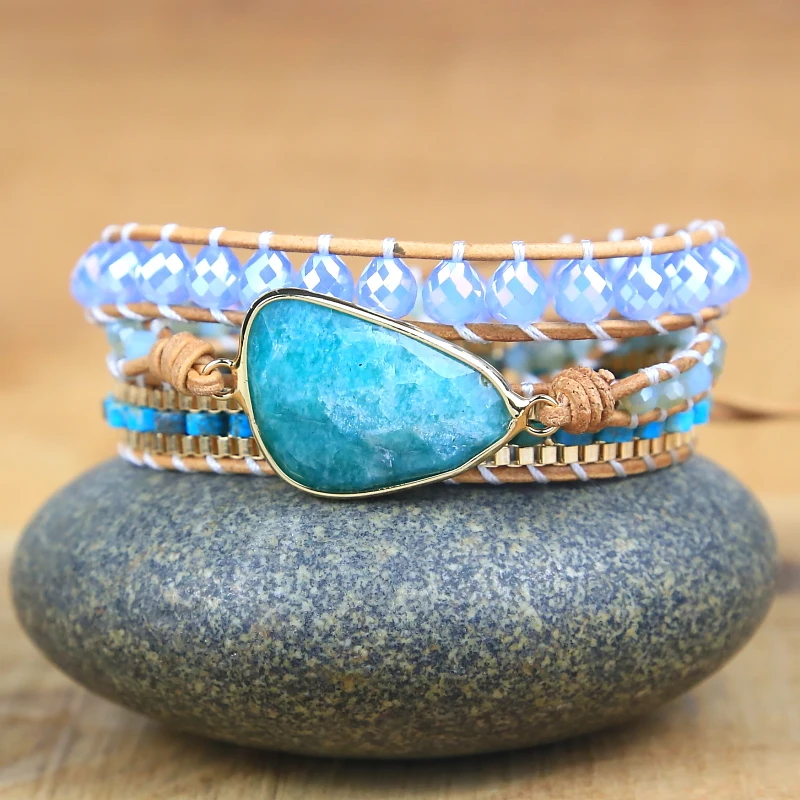 

2022 New arrive exclusive Handmade amazonite charm braid bracelet trend style bangle yoga energy jewelry drop shipping