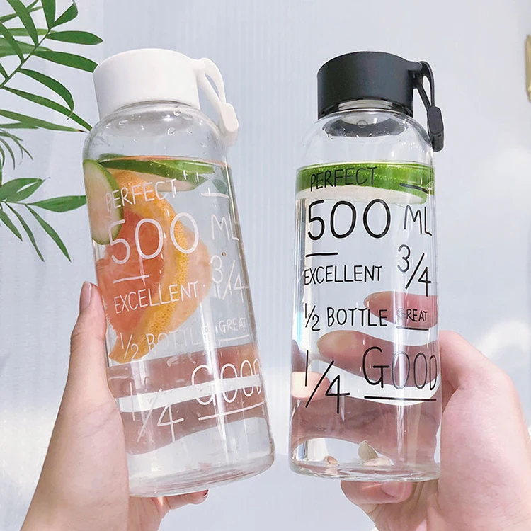 

Hot Sale korea fashion Custom Print High Borosilicate Glass 550ml Water Bottle