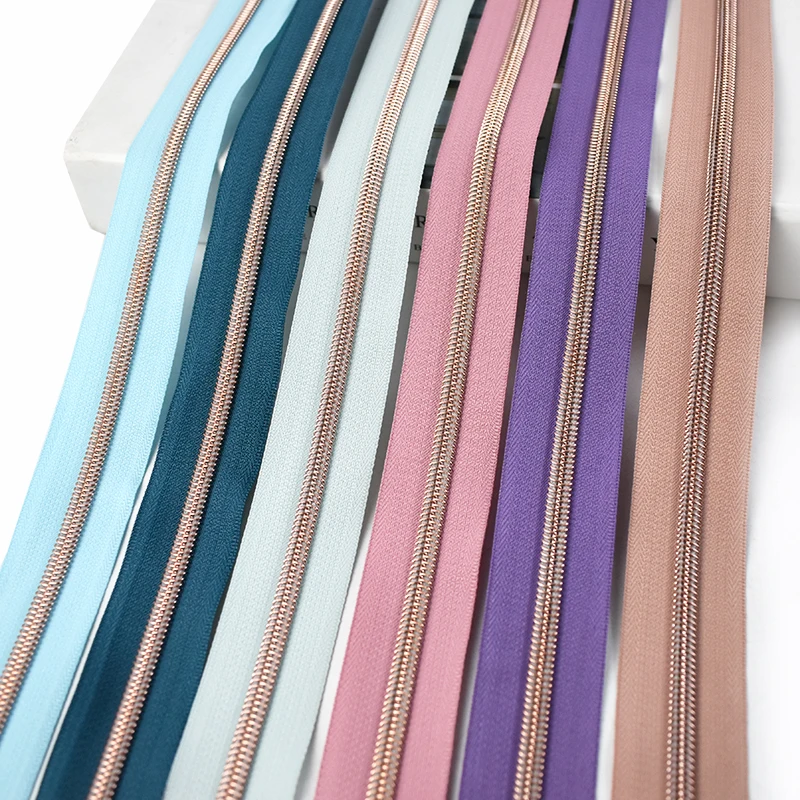 

Meetee KY377 5# Colorful DIY Handbag Garment Tailor Sewing Accessories Nylon Zip Open-end Nylon Coil Rose Gold Zipper