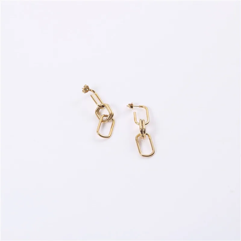 

2020 Trendy Earring 18K Gold Plated Paper Clip Chain Drop Earrings for Women Stainless Steel Earrings Wholesale