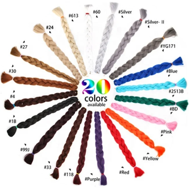 

JHCENTURY Hot Selling Solid Color Braiding Synthetic Hair Extensions, Multicolor